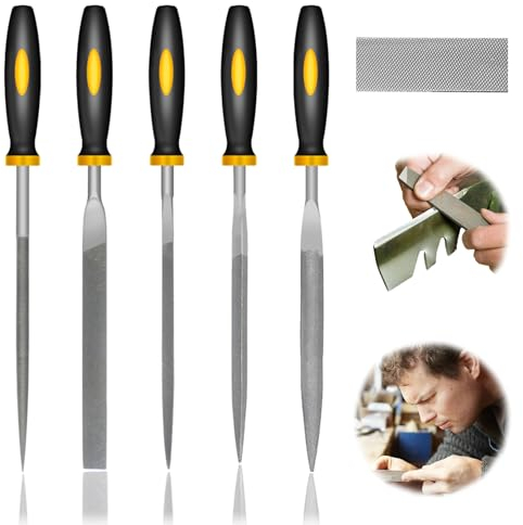 Feilenset mit 5 Teilen, Flachfeile, Rundfeile, Halbkreisfeile, Rundfeile, Dreiecksfeile, Sehr Gut Geeignet Für Werkstatt, Heimwerker, 4 mm * 160 mm