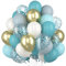 Luftballons Vintage Blaue Elfenbeinweiß, 60 Stück Nylon Blaue Konfetti Ballon, Metallic Gold Weiß Helium Ballon, Eisseide Blau Schwarzgrau Latex Ballons für Geburtstag Hochzeit Abschluss Babyparty