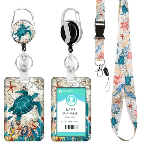 Porte Badge avec Cordon,Tour de Cou Badge avec Porte-Cartes,Porte Badge Enrouleur, Strap Neck avec Swivel Lobster Clasp pour Porte Badges d'Identification