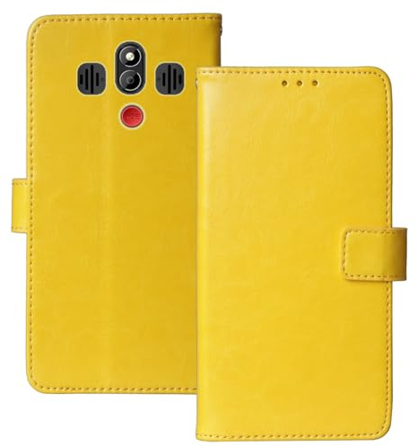 Anybird Flip Leder Tasche Hülle Für MyPhone Halo 4 LTE/Halo 4 Plus LTE 3.5 Lederhülle Handyhülle Schutzhülle Handytasche Handy Etui Cover Case (Gelb)