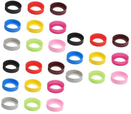 POPETPOP 27pcs Silicone Protective Cup Mat Heat-Resistant Water Bottle Sleeve Mug Mat Non- Design for Home Restaurant Multiple Colors for Preventing Breakage and Damage