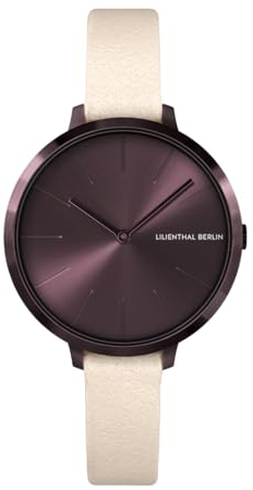 Lilienthal Berlin Damenuhr Rosalux in Bugundy - Armbanduhr am weißen Leder-Armband - aus Chirurgenstahl mit einem Quarzuhrwerk & saphirbeschichtetem Glas - 30 mm