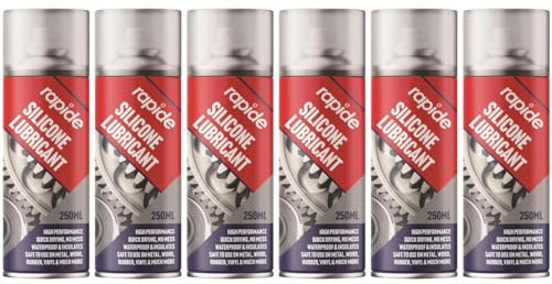 DIOXSTAR Silicone Lubricant Spray, High Performance, Fast Drying, Safe to Use on Metal, Rubber, Wood, Vinyl and Wood, Multi-Purpose, Reduce Friction, 250ml (6 PCS)