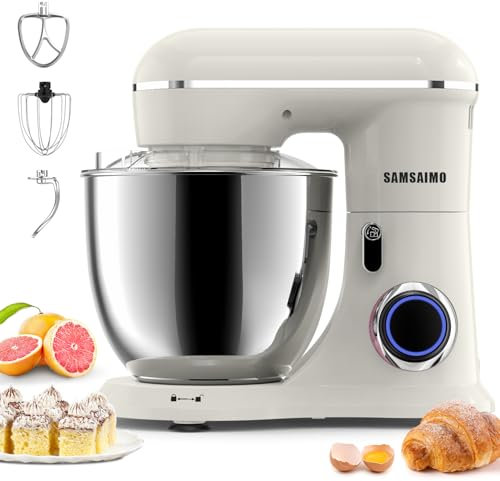 Stand Mixer, 6.5QT Tilt-Head Electric Kitchen Mixer 660W, 10-Speed Household food mixer with 304 Stainless Steel Bowl, Bread Cake Mixer include Dishwasher Safe Dough Hook, Beater and Whisk