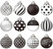 Weihnachtskugeln Schwarz-weiße | Schwarz-weiß Gestreifte Punkt-Hängekugel-Ornamente Aus | 2D Flach Schwarze Kugeln für Weihnachtsbaum | 12 Tage Weihnachtsdekorationen Für Die Feiertagsdekoration