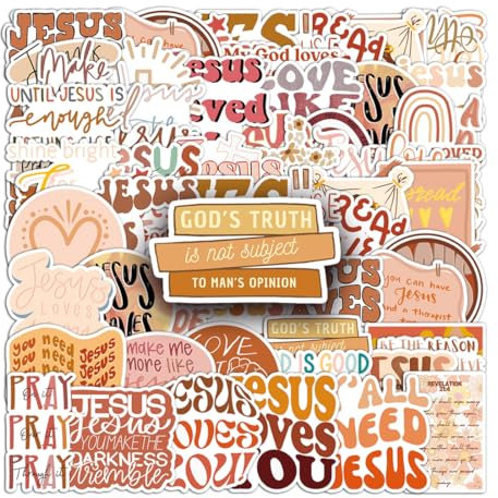 ZORVUJI 50 Stück Christliche Aufkleber Bibel Sticker Set, Christliche Deko Bibel Zubehör, Inspirierende Bibelverse für Bible Journaling Geschenke, Boho Vinyl Sticker für Wasserflaschen Laptop