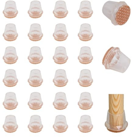 COEWUR 24 Pezzi Gommini per Sedie Rotondi con Feltro Piedini Trasparenti Feltrini per Sedie Cancellazione del Rumore (Applicabile Diametro: 13-22mm)