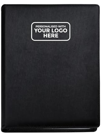 Arpan Präsentationsmappe mit personalisiertem Logo, 24 Taschen, 48 Seiten, A4, Dokumentenmappe, Sichtbuch, Portfolio, professionelle Konferenzmappe, Kunstleder, Schwarz