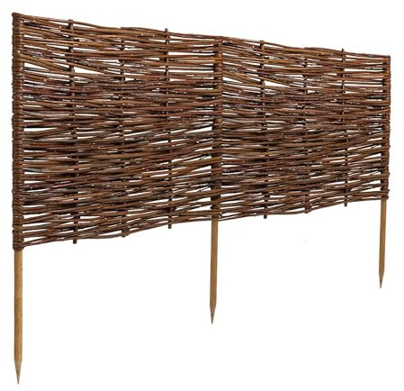 1 x BOGATECO Beeteinfassung aus Weide | 120 cm Lang & 40 cm Hoch | Holz-Zaun Rasenkante | Weiden-Zaun Steckzaun Perfekt für den Garten als Weg-Abgrenzung | Beetumrandungen | Dekorative Zäune