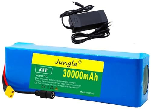 Elektroroller-Batterie E-Bike Pedelec Akku 48V 30Ah Ebike Battery Pack 48V 30000 Mah13s3p Rechargeable Li-Ion Battery Eingebauter BMS PVC-Akku Mit Ladegerät BMS 48v30Ah,XT30