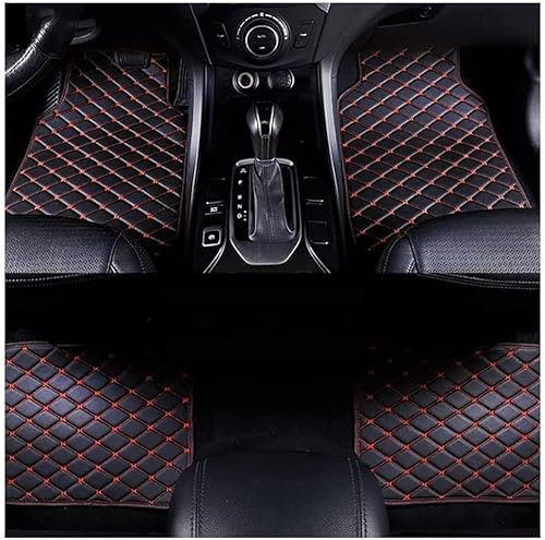 MLLAS 4 Stücke Fußmatten Auto Für Benz-AMG GLE 53 Hybrid (2023 2024), PU Leder Allwetter Wasserfest Antirutsch Teppich Autozubehör,Black Red