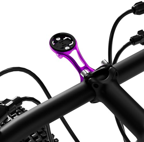 32mm Bicycle Stem Computer Mount for Garmin Edge Explore, Flashlight and Action Camera Install, Compatible with Bryton, Wahoo, and CATEYE, Lightweight Aluminum Alloy Bike GPS Out-Front Mount Purple
