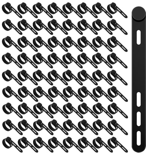 100 Fascette in Silicone Riutilizzabili a 3 Fori, 12 mm x 120 mm, Elastiche con Fibbia per Gestione Cavi in Ufficio, Cucina e Casa, Nero