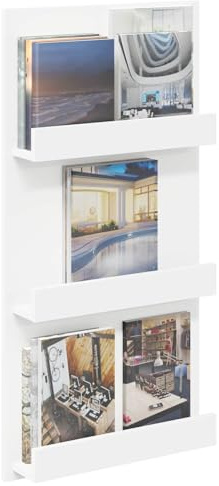 Tomostar Porte-revues, Porte Support Revues Journaux Document Porte-Magazines Porte-Journaux Étagère à magazines Blanc 51 x 11 x 102 cm Bois d'ingénierie