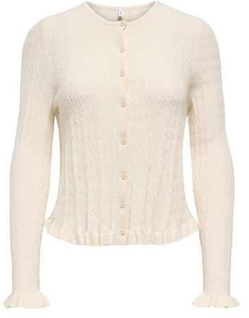 ONLY Damen Strickjacke Weiß M | Normal geschnitten fit, Langarm, Casual, Bei max. 30 grad im schongang waschen