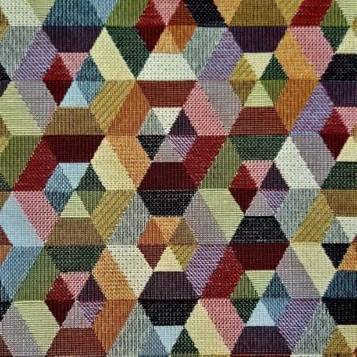 Stoff Meterware Gobelin Jacquard Stoff Kaleidoskop – Geometrischer Dekostoff & Taschenstoff – Hochwertiger Möbelstoff mit 3D-Optik – Für Taschen, Kissen, Jacken, Mäntel & Patchwork Werthers Stoffe