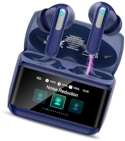 ZYHKON Wireless Earbuds, Bluetooth 5.4 Headphones In Ear with ANC/ENC MIC, HiFi Stereo Bluetooth Ear buds 5 EQ Modes, IP7 Waterproof Bluetooth Earphones with Touchscreen for Android iOS Blue