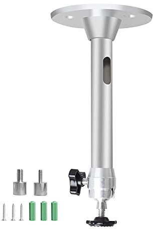 Drsn Mini Projector Mount for Ceiling or Wall, 3.5kg Load Capacity/ 360° Rotatable Heads/ 90° Tilt Angle, For Projectors/CCTV/DVR Cameras(17.5cm/ Silver)