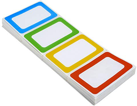 Plain Name Tag Stickers Colorful Border Name Tag Labels - 200 Stickers (3.5 x 2.25 inch)
