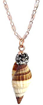 Remi Bijou Ethnic Necklace Shell Cowrie Shell White with Rose Gold Chain