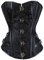 KUOSE Damen Vollbrust Faux Leder Steampunk Corsage Korsett Übergrößen S-6XL, Schwarz-2, 2XL(Eur40-42)
