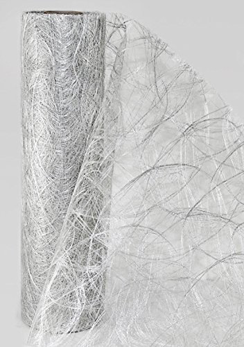 Sizoweb 5m Rolle 30cm breit Original Tischläufer Tischband Dekoration Fest Hochzeit Geburtstag Kommunion Taufe (Silber 1400)
