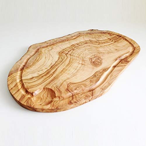 Tagliere generico con scanalatura, lunghezza a scelta, in legno d'ulivo, realizzato a mano (60 cm)