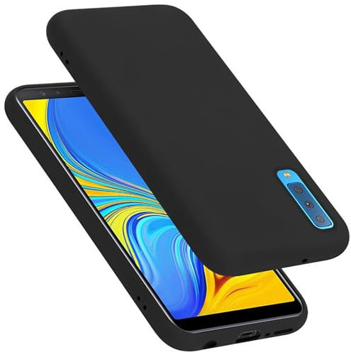 Cadorabo Hülle kompatibel mit Samsung Galaxy A7 2018 Hülle Silikon Handyhülle für Galaxy A7 2018 Case aus flüssigem Silikon- Kratzfeste und stoßfeste dünne TPU Schutzhülle - Liquid SCHWARZ