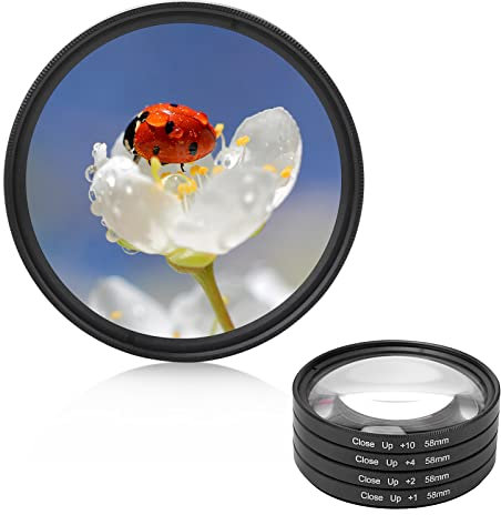 Macro Close-up Filter, Close Up Filter, Kit di Filtri per Obiettivi Macro con 1 2 4 10 Diottrie per Selezionare Molte Fotocamere e Videocamere Digitali