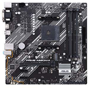 ASUS PRIME A520M-A Carte mère AMD A520 Ryzen AM4 micro ATX (M.2, 1 Gb Ethernet, HDMI/DVI/D-Sub, SATA 6 Gbps, USB 3.2 Gen 1 Type-A)