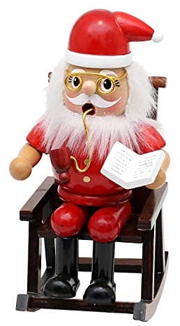 Holz Räucherfigur/Räuchermann Weihnachtsmann im Schaukelstuhl, L/B/H: 9,5 x 11 x 17 cm.