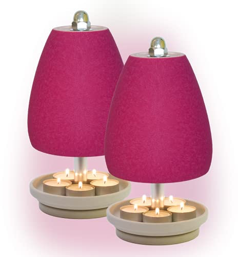 Teelichtlampe Orchidee, BOURDEAUX-ROT - 2 STÜCK, *7Jahre Garantie* - LIVESTYLE IN KERAMIK, Licht & Wärme, Teelichtofen - 5 Teelichter (inkl. Teelichter + Feuerzeug) Über 20.000 sehr zufriedene Kunden!