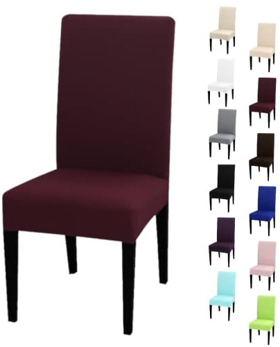 eventkauf Stuhlhusse Stretch elastischer Stuhlüberzug Esszimmer Stuhlbezug Dehnbar Hochzeit Hussen bi-Elastic Spannbezug, 1 Stück (Bordeaux)