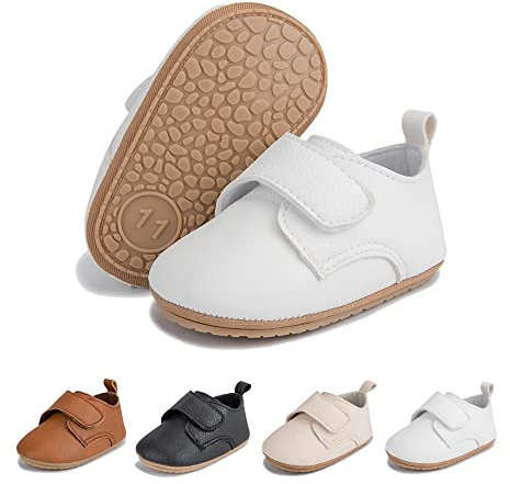 Sonsage Kleinkind Baby Junge Mädchen Leder Turnschuhe Kleinkind Slip on Weiche Gummisohle Schuhe Neugeborenes Babybett Erste Wanderschuhe 6-12 Monate