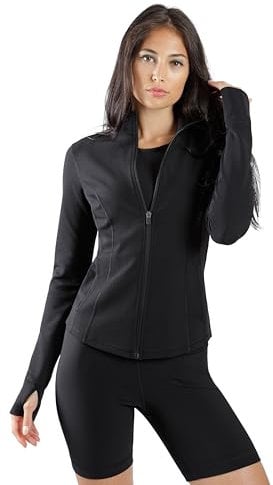 Reflex 90 Degree By Interlink Ribbed Princess Seam Funnel Neck Performance Jacket, Black, Large