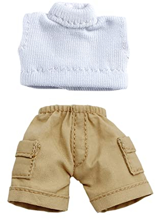 niannyyhouse OB11 Kleidung Verkleiden Einfarbig Kurze Weste Tasche Cargo Denim Shorts 1/12 BJD OB11 Puppe 4,3 Zoll (11 cm) Körperfigur Zubehör (kurz, Khaki)