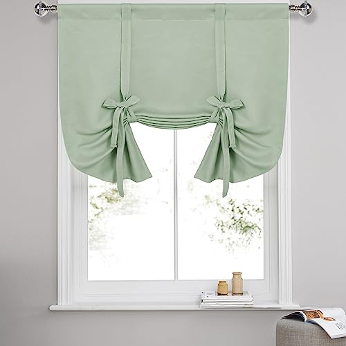 DWCN Verdunkelungsvorhänge, zum Binden von Schatten für Fenster, wärmeisoliert, Raumverdunkelungsvorhänge für Küche, B 107 x L 114 cm, 1 Panel, Grün