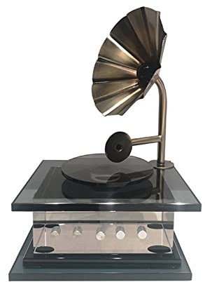 Retro Vintage gramophone player Model - Modern Crystal CD player Window Display Ornament,A
