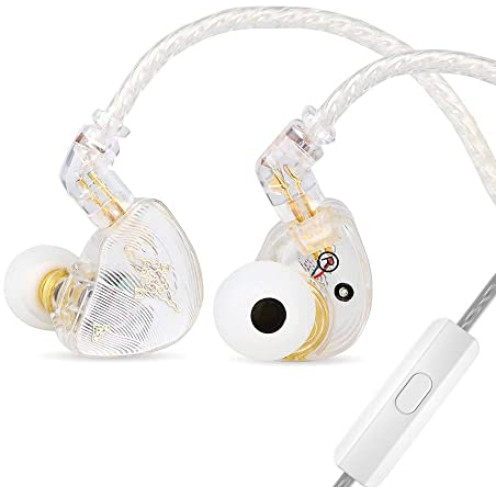Linsoul TANGZU Wan'er S.G Écouteurs Intra-Auriculaires HiFi 10 mm avec Diaphragme en Pet de Forme Ergonomique, Câble Tressé OFC Détachable à 2 Broches pour Musicien DJ(Blanc, avec Microphone)