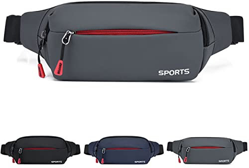 JMQYS Bauchtasche Gürteltasche für Damen und Herren Sport Hüfttasche Wasserdicht Laufgürtel Umhängetasche Geldgürtel Handytasche für Outdoor Joggen Camping Wandern Fitness Radfahren Reise (Grau)