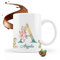 Taza personalizada con inicial (A-Z) y nombre de cerámica 325 ml para té, café, leche, apta para microondas y lavavajillas, original taza para regalar (A)