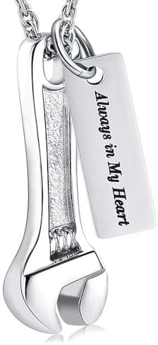 Wrench Urn Necklace for Ashes for Women Men Human Ashes Holder Stainless Steel Hammer Cremation Jewelry for Ashes Pendant