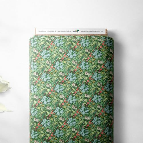 William Morris Designerstoff, 100 % Perkal-Baumwolle, klassisches Druckdesign, Quilten, Handwerk, Kleid, hochwertiges Nähmaterial, 112 cm breit (Meterware, goldene Lilie)