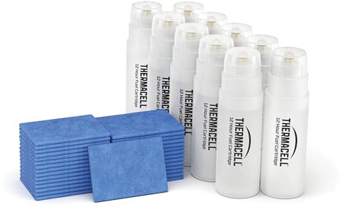 Thermacell Recambio Repelente de Mosquitos, Compatible con todos los Dispositivos, 120 Horas de Duración, 10 Cartuchos + 30 Pastillas