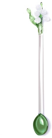 SAKEIOU Campanas de Cristal Orquídeas Varilla Agitadora Cuchara Pequeñas Cucharaditas Transparentes Café Té Cuchara Mezcladora Vasos Varilla Agitadora de Flores