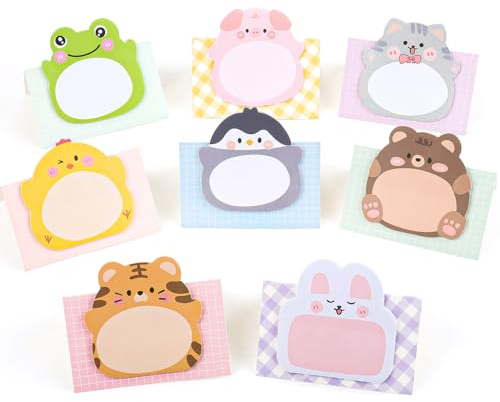 TIESOME Haftnotizen Klebezettel 8 Stück süße Haftnotizen Lustig Cartoon Tier selbstklebende Notizblöcke Selbstklebende Notizblöcke Sticky Notes Kleine Geschenke für Schüler Kindergeburtstag