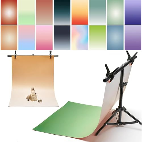 Exzycke 3D-Fotografie-Hintergrund mit Ständer, doppelseitig, 86,4 x 58,4 cm, 8 Stück, 16 Muster, Requisiten für Lebensmittel, Schmuck, Kosmetik, Make-up