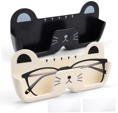 Porte Lunettes, MYLERCT 2 Pièces Porte Lunettes pour Voiture, Rangement lunettes, Cute Cat Styling, Pas Besoin de Percer des Trous pour l'installation, pour Suspendre les Yeux et les Lunettes de Solei