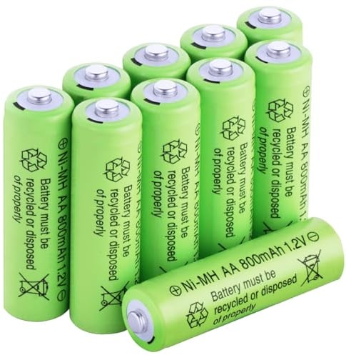 AXFEE Ni-Mh Piles Rechargeables AA, 10PCS 800mAh 1,2V Haute capacité pré-chargées NiMh Piles, pour Frontale LED, télécommande, Guirlandes Lumineuses