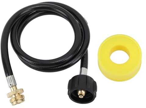 CHEOTIME 4ft Gas Adapter Hose, 1lb To 20lb Gas Convert Hose with QCC1 Type Brass Connector Gas Bottle Refill Adapter Kit for Gas Cylinder Grill Stoves